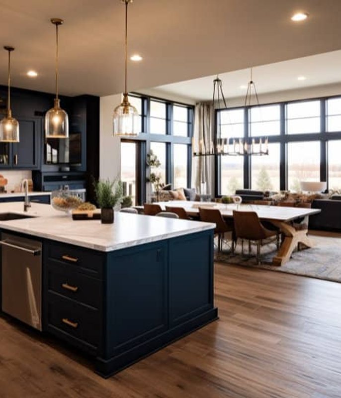 Dark navy kitchen renovation