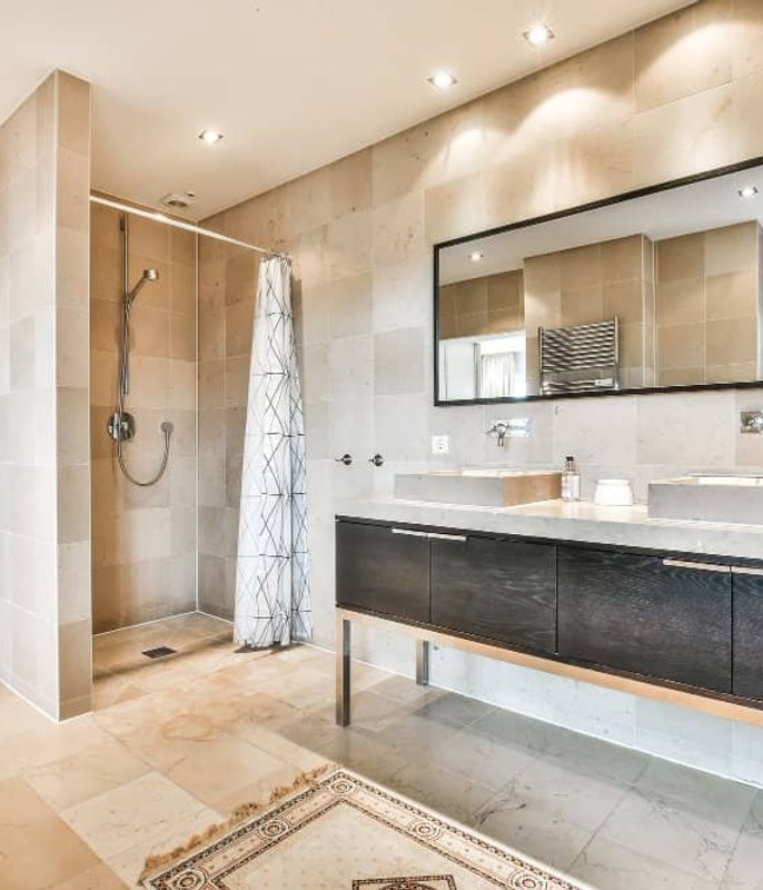 Bathroom renovation with double vanity